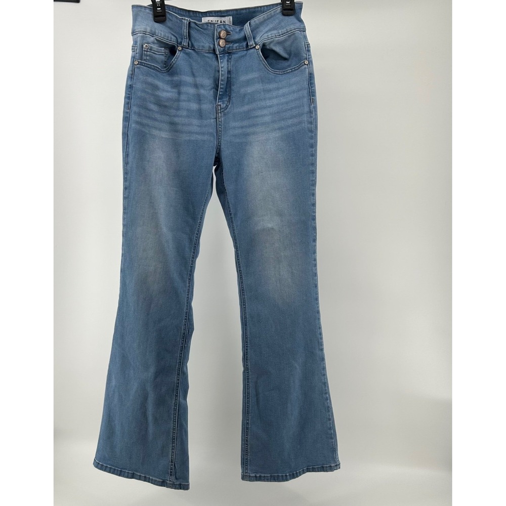 Enjean Flare Bell bottom Jeans Womens Size 28/31  Y2K ‎ Light Wash Hippie 90s